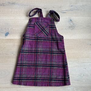 Nutmeg Plaid Pinafore Dress in Pink and Black Sz 7-8 fuzzy
